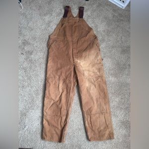 Carhartt vintage insulated khaki distressed-faded overalls size 46